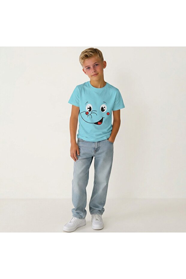 Cotton Cute Elephant Printed Short Sleeve Seasonal T-shirt