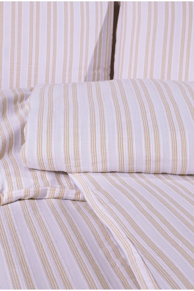 Pureweave Yarn-Dyed Natural Knitted Woven Bedding Set Single Size 100% Cotton
