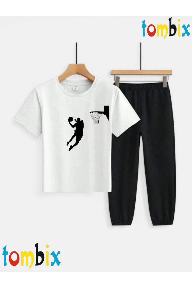 Pota and Basketball Player Printed T-Shirt and Sweatpants (Sweatpants with Pockets) Children's Top and Bottom Set