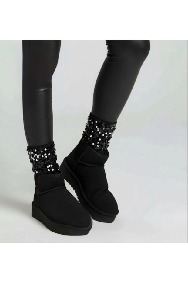 Black Sequined Black Socks