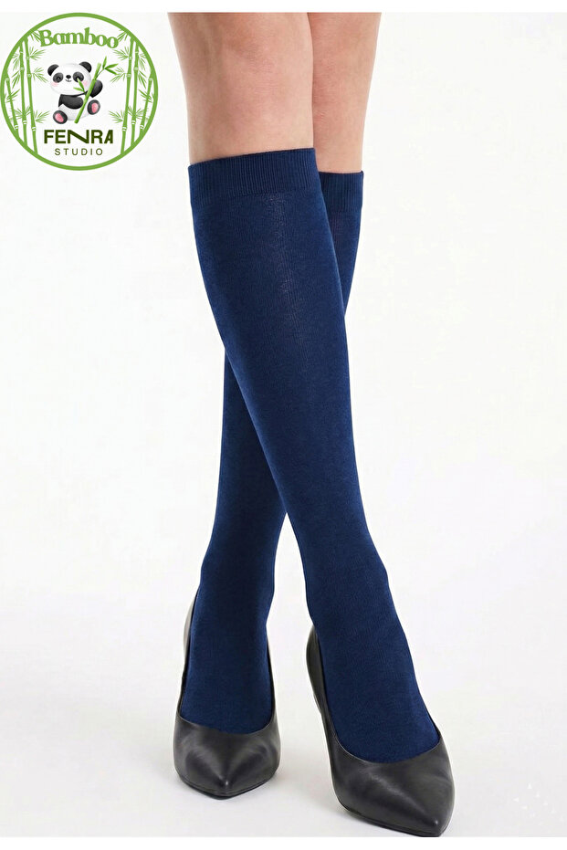 Women's Dark Blue Natural Bamboo Knee-High Socks