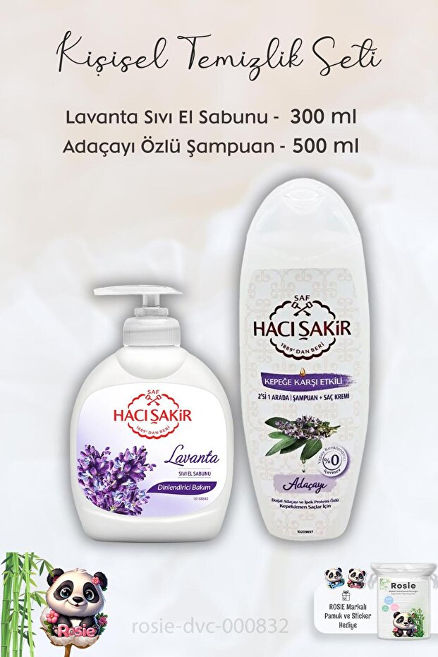 Lavender Relaxing Liquid Soap 300 ml, Sage Shampoo 500 ml and ROSIE