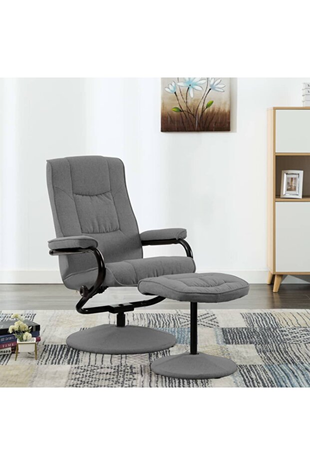 Recliner Chair with Footrest Light Grey Fabric