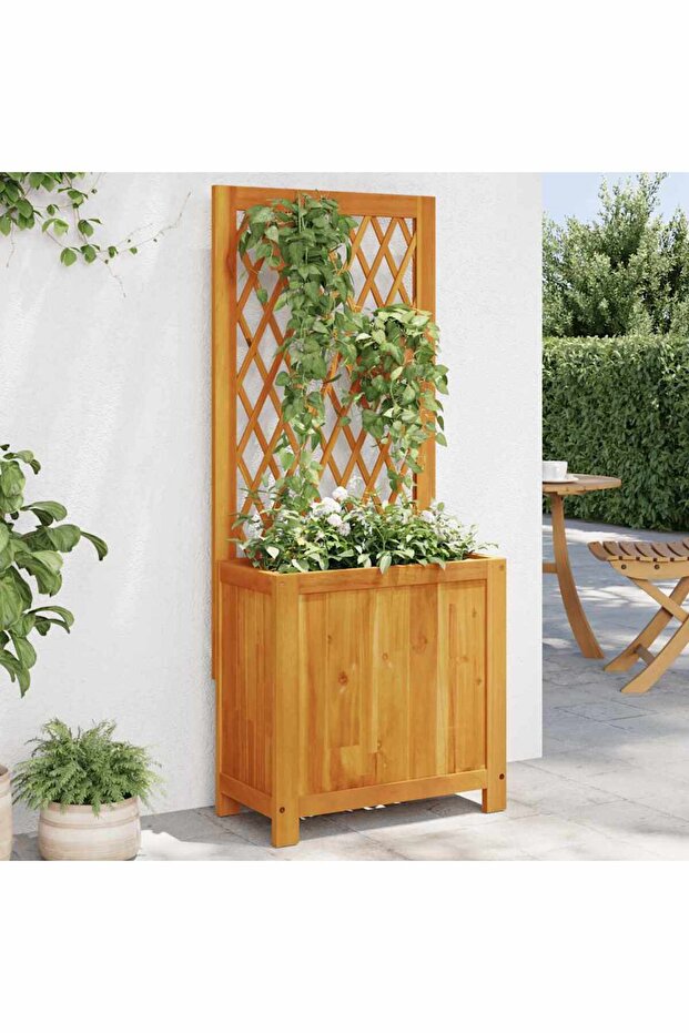 Planter with Trellis 55x29.5x132 cm Solid Wood Acacia