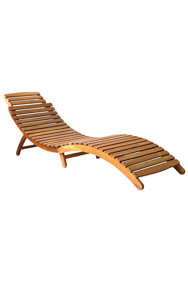 Sun Lounger Solid Acacia Wood Brown