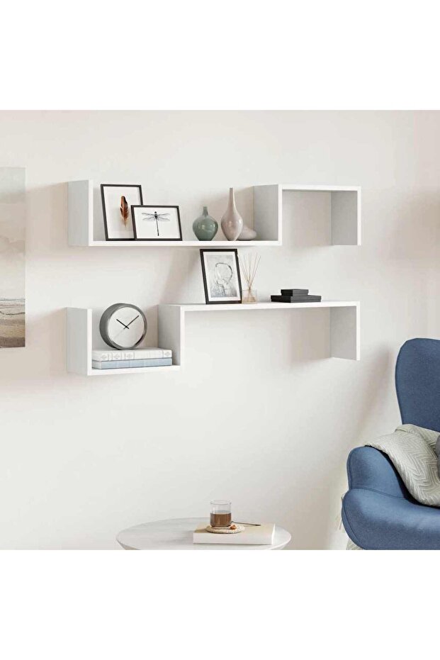 Wall Shelf 2 pcs White 100x15x20 cm Engineered Wood