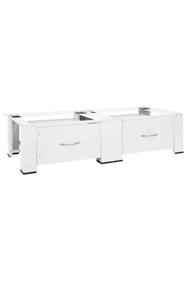Double Washing and Drying Machine Pedestal with Drawers White