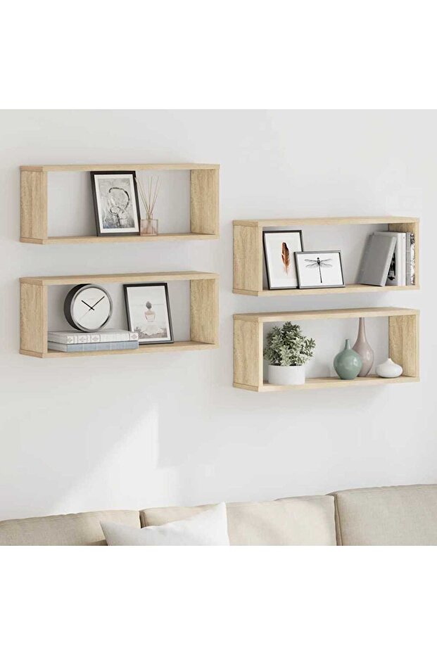 Wall Cube Shelf 4 pcs Sonoma Oak 60x15x23 cm Engineered Wood