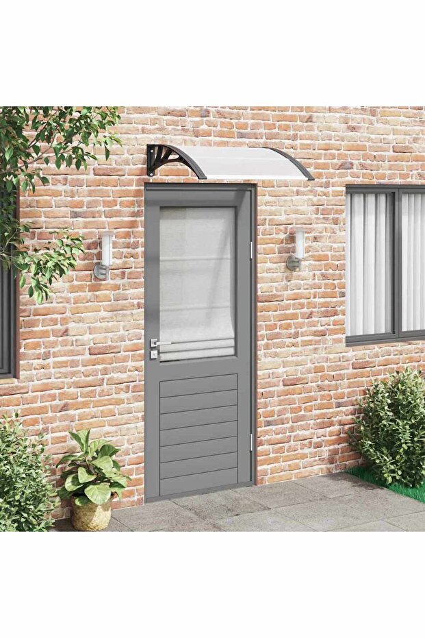 Door Canopy Black and Transparent 200x75 cm PC