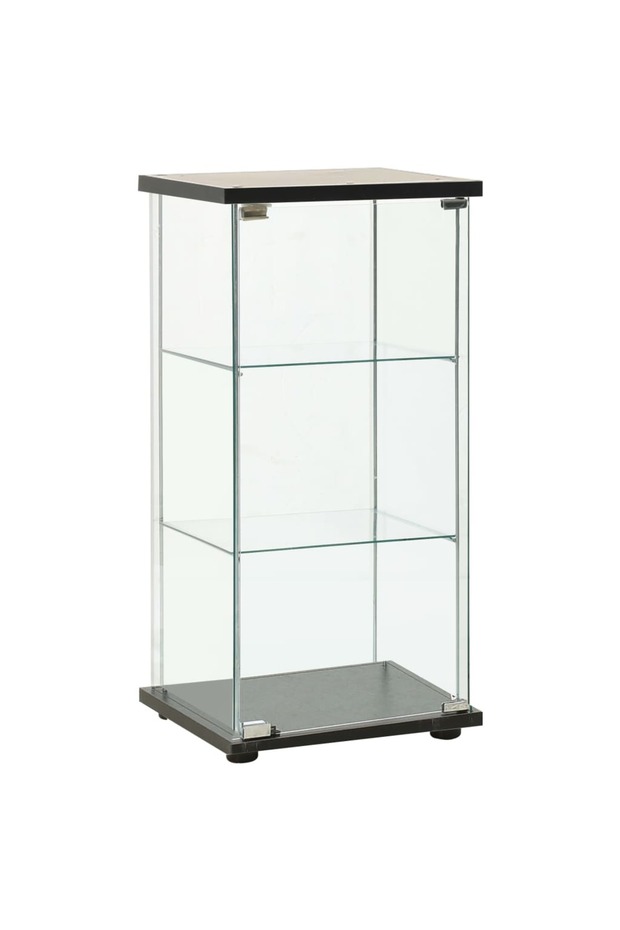 Storage Cabinet Tempered Glass Black