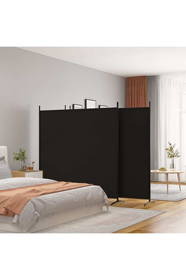 4-Panel Room Divider Black 698x180 cm Fabric