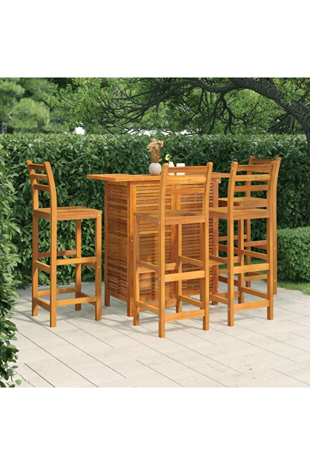 5 Piece Garden Bar Set Solid Wood Acacia