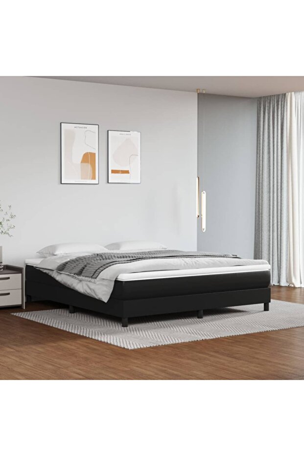 Box Spring Bed Frame Black 180x200 cm Super King Faux Leather