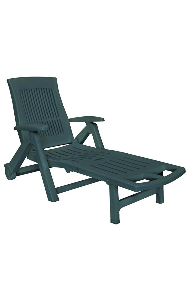 Sun Lounger with Footrest Plastic Green