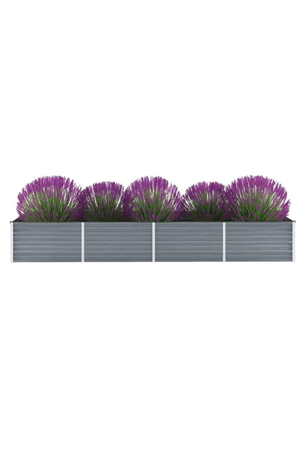 Garden Raised Bed Galvanised Steel 320x80x45 cm Grey