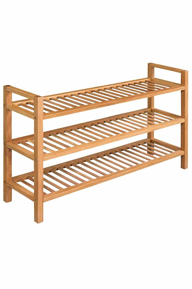 Shoe Rack with 3 Shelves 100x27x60 cm Solid Oak Wood