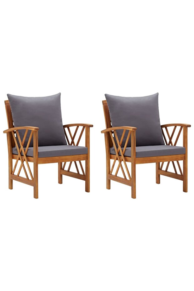 Garden Chairs with Cushions 2 pcs Solid Acacia Wood
