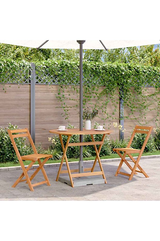 Folding Garden Table 90x75 cm Solid Acacia Wood