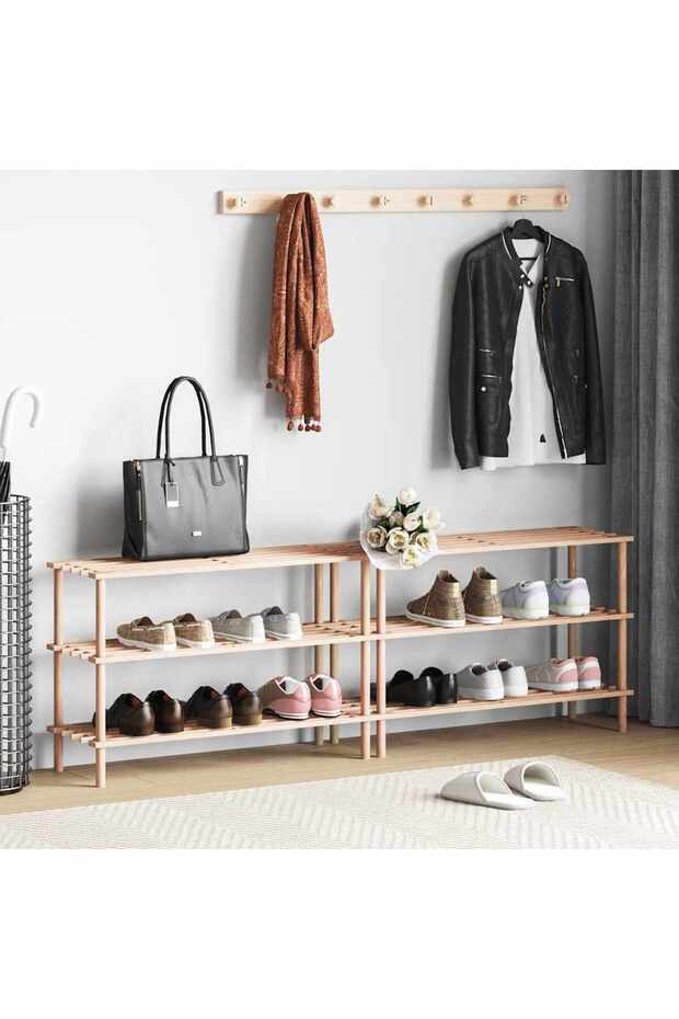 3-Tier Shoe Racks 2 pcs Solid Fir Wood
