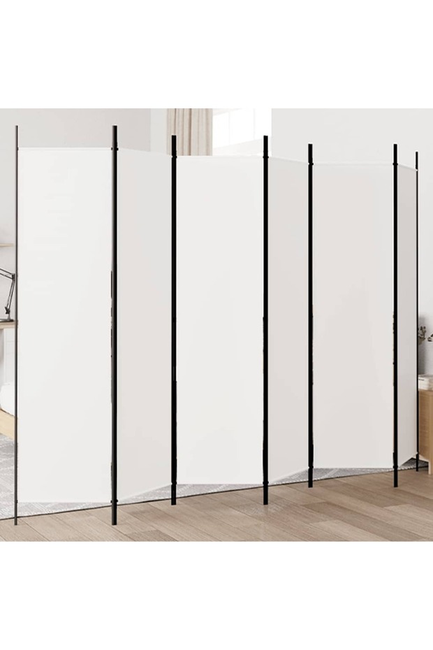 6-Panel Room Divider White 300x200 cm Fabric