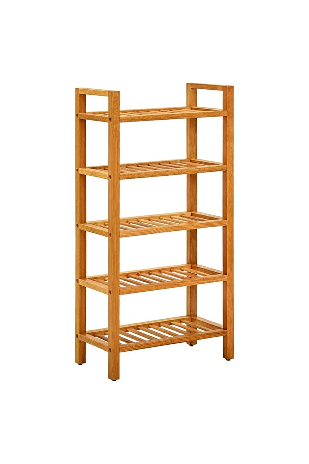 Shoe Rack with 5 Shelves 50x27x100 cm Solid Oak Wood
