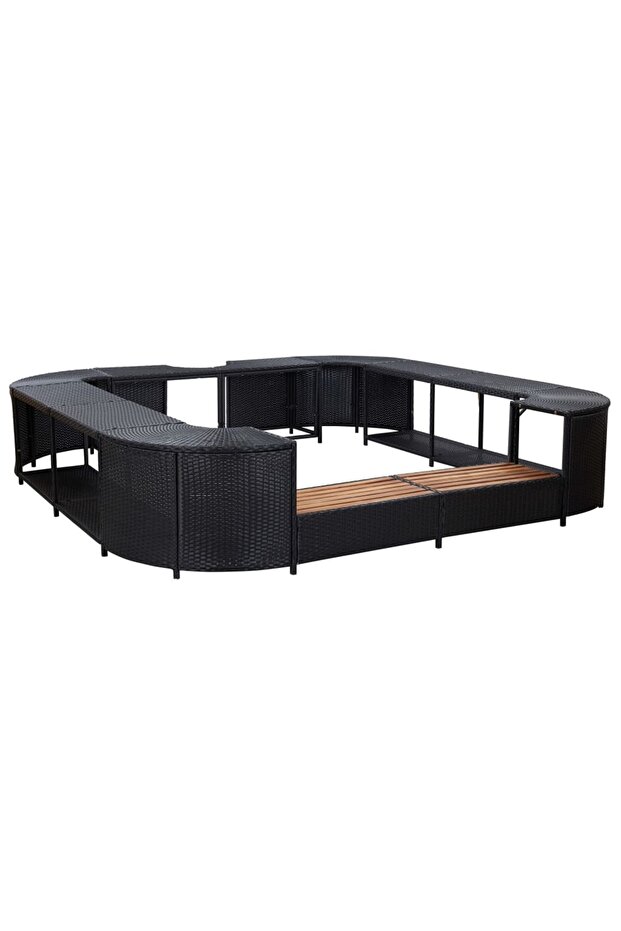 Square Spa Surround Black 268 x 268 x 55 cm Poly Rattan