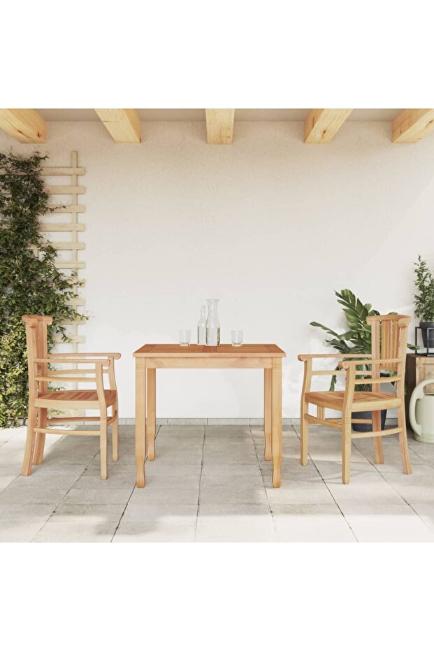 3 Piece Garden Dining Set Solid Wood Teak