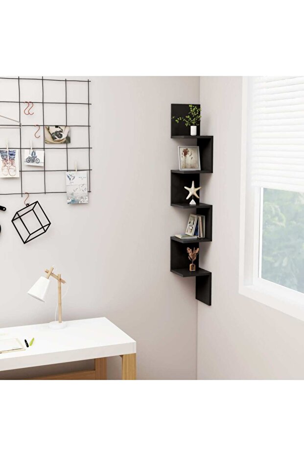 Wall Corner Shelf Black 20x20x127.5 cm Engineered Wood
