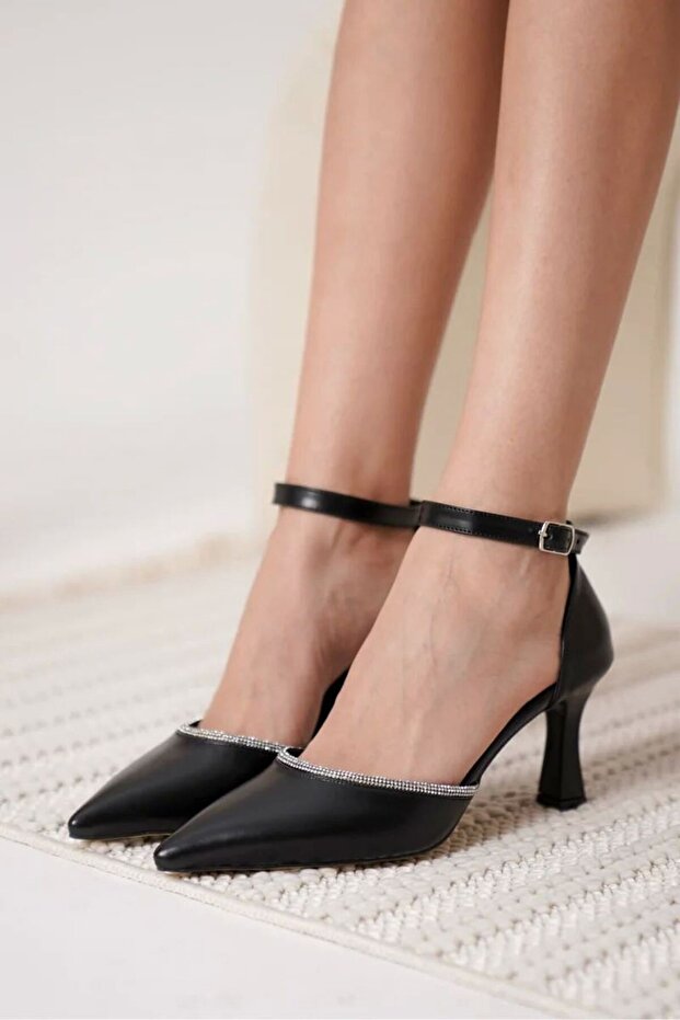 Stone Women's Black Heeled Shoes Tr12Ms02A