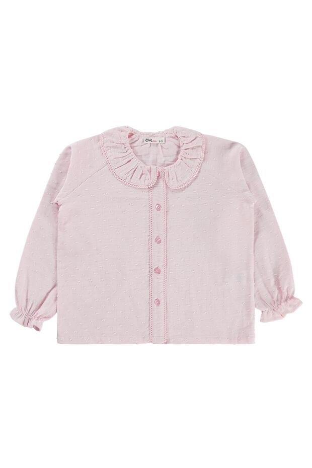 Ruffled Sleeve Shirt for 6-9 Years Old - Pink