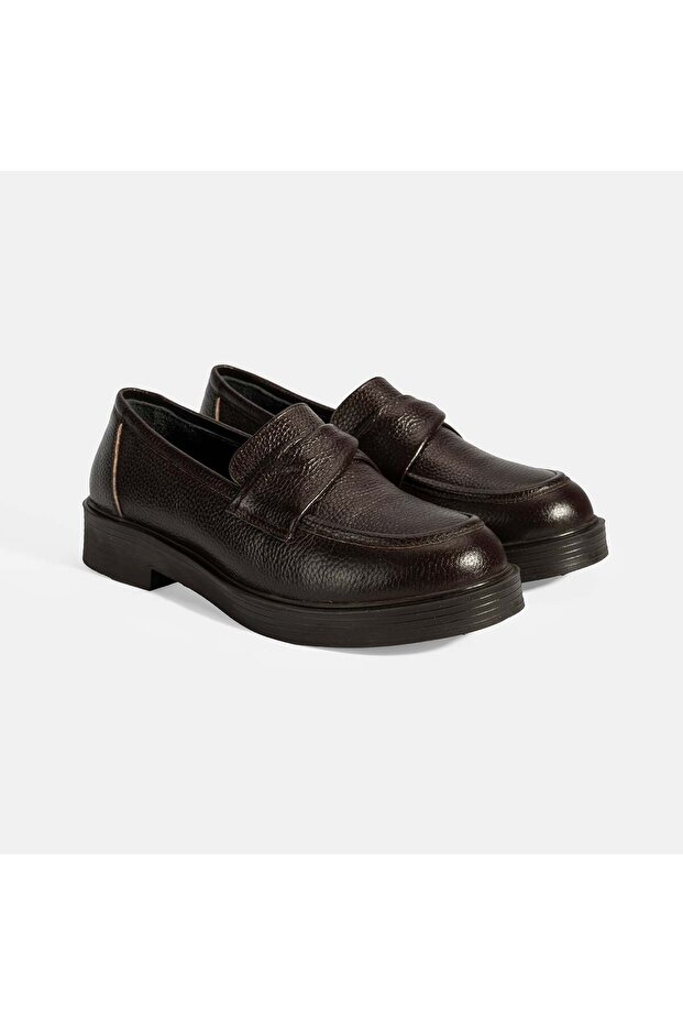 Kadın Kahve Deri Loafer