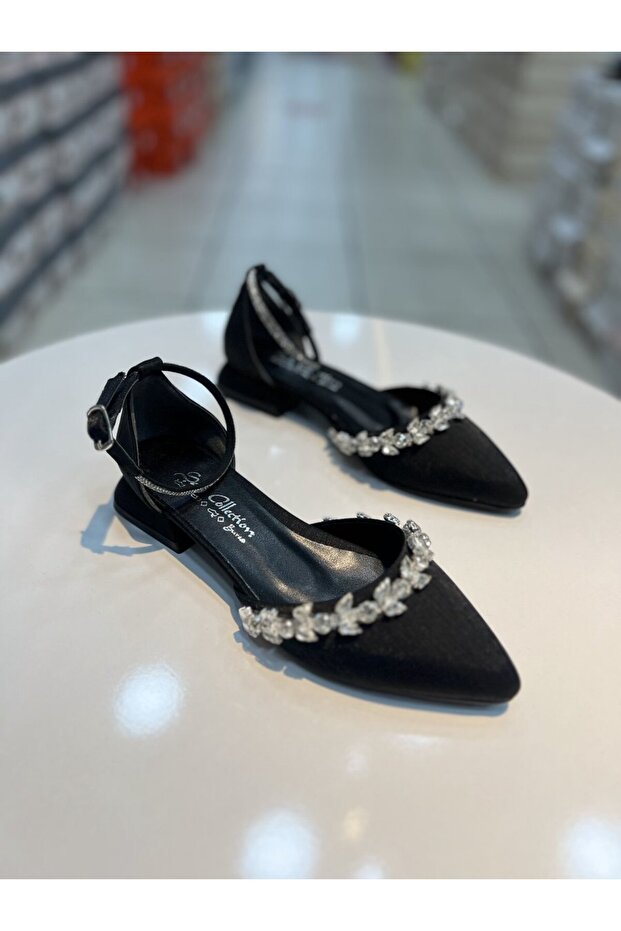 Queen Stone Satin Material Imported Women's Stylish Evening Dress Ballerinas