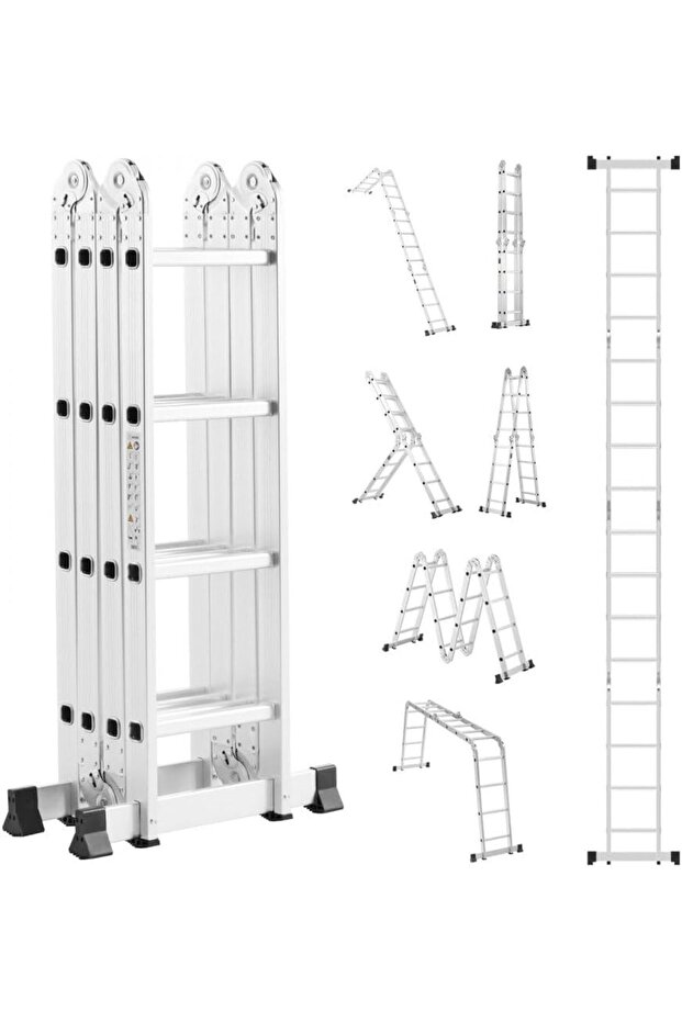 Multi-Purpose Foldable Ladder - (4x 4 Silver)