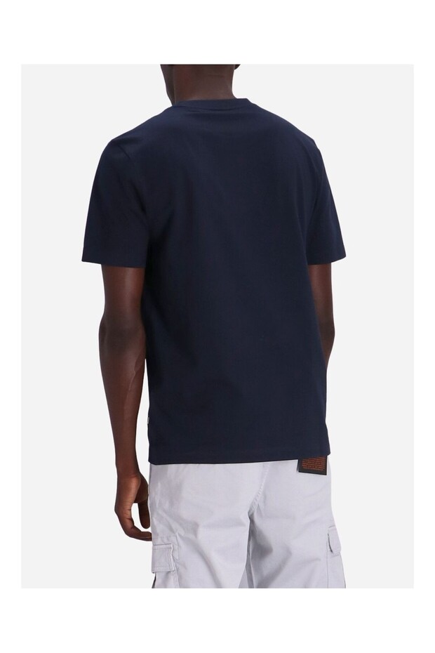 Erkek regular fit Kısa Kollu Düz Bisiklet Yaka Lacivert T-Shirt - 3