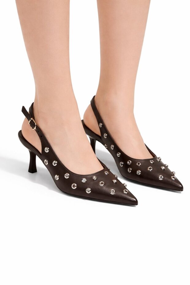 Vollex Imported Buckle-Stoned Stylish Women's Heeled Shoes