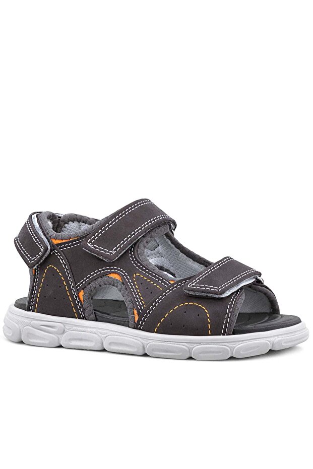 Genuine Leather Gray Velcro Children's Sandals Shoes