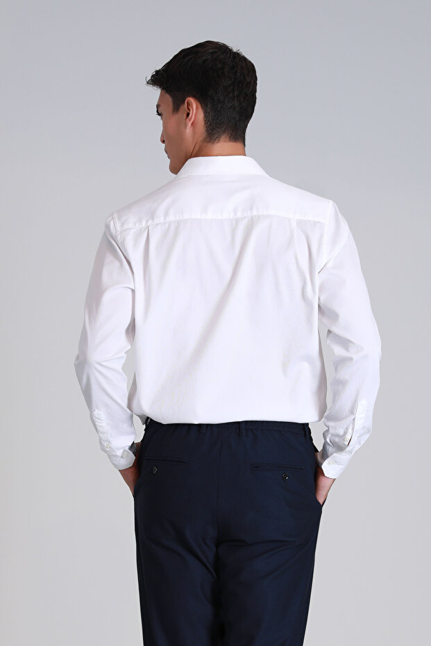 Ferla Erkek Basic Gömlek Slim Fit Beyaz - 6