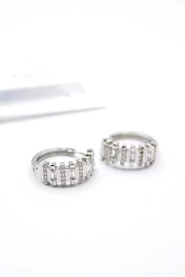 Jewelled Hoop Earrings - Silver
