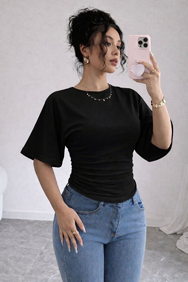 Women's Cotton Pack Soft Fabric Blouse Draped Stylish Daily Model (Not Cropped) 0080