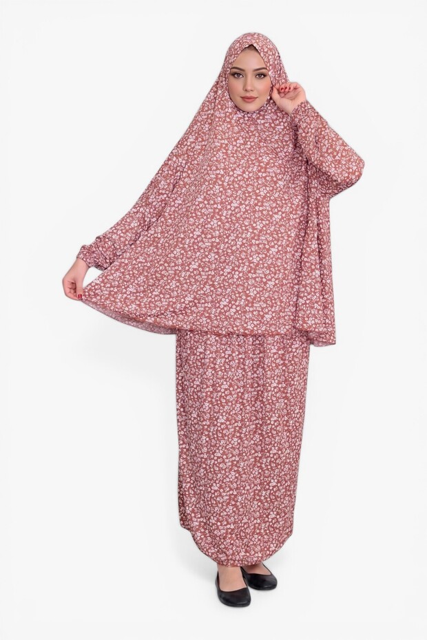 Namaz Elbisesi Jarse Desanli Two Piece Orange