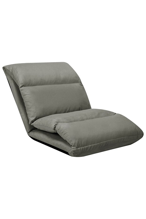 Scaun de podea pliabil, gri închis, microfibră - 3