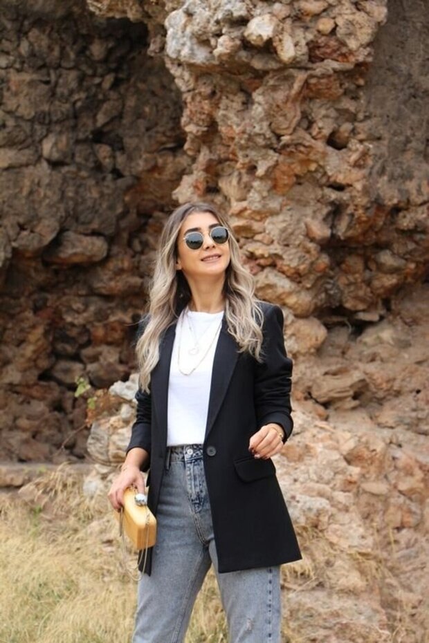 Black Wool Effect Blazer