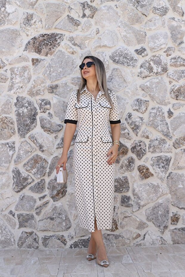 Ecru Polka Dot Dress