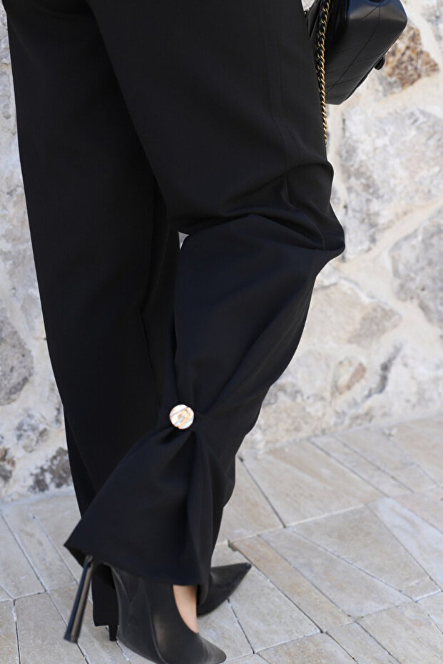 Black Button-Down Blazer Suit - 5