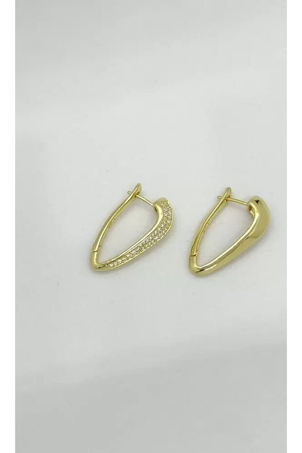 Elegant Drop Stone Gold Earrings