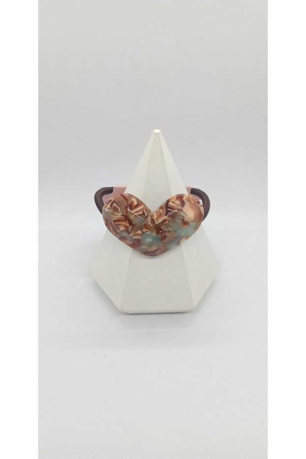 Brown-Green Colored Heart Rubber Buckle