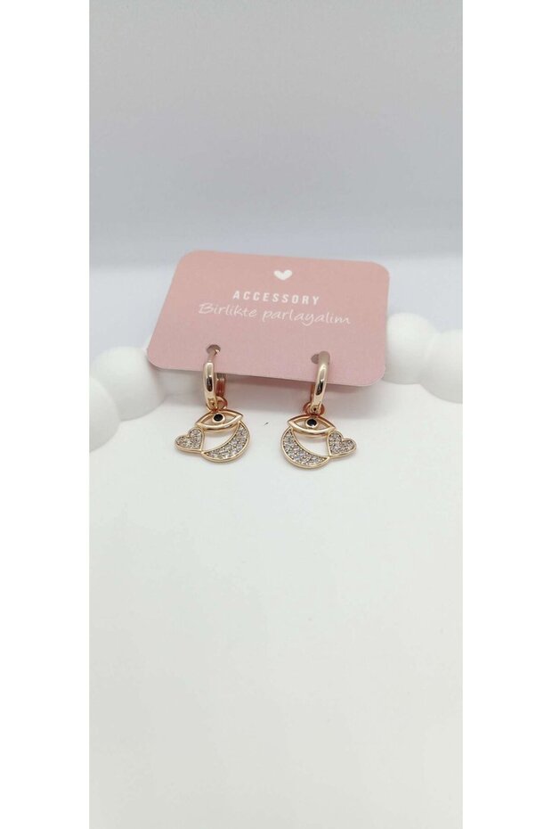 Eye and heart detail dangle earrings