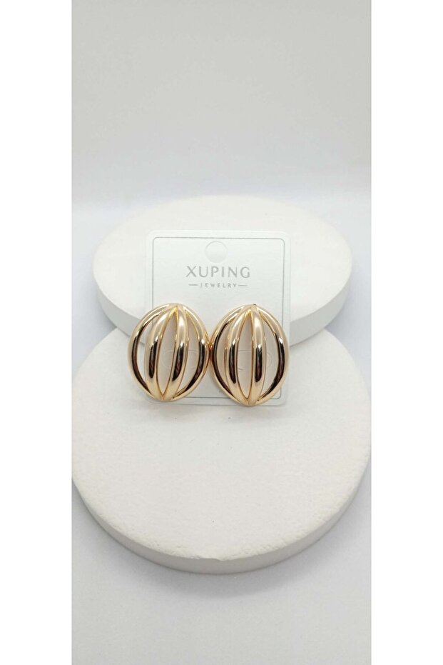 Rose gold color cage earrings