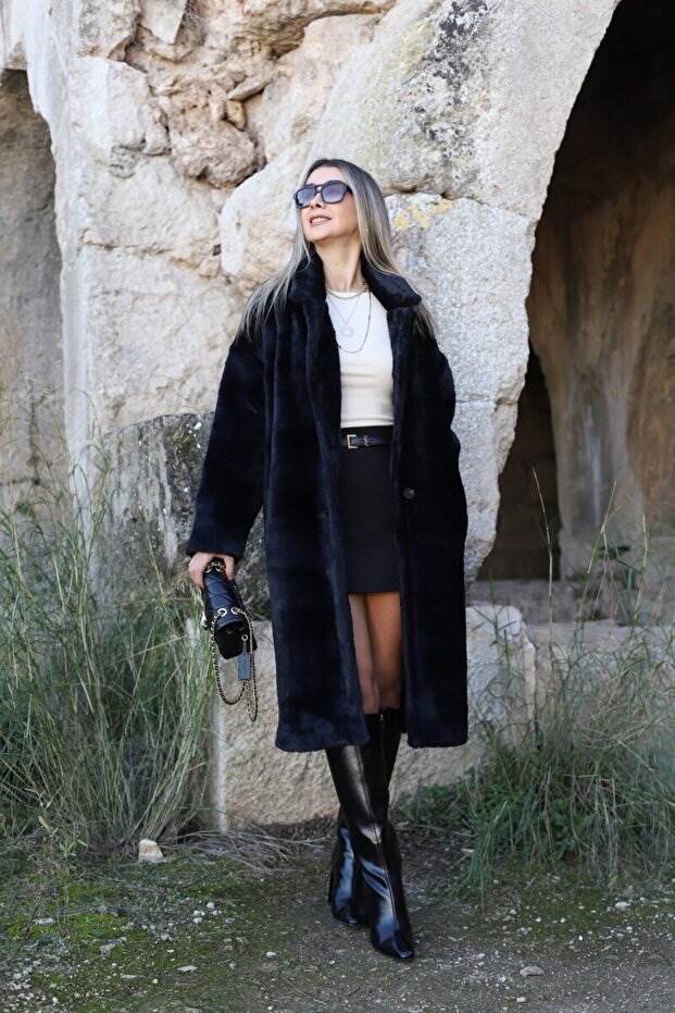 Black Standard Size Fur Coat