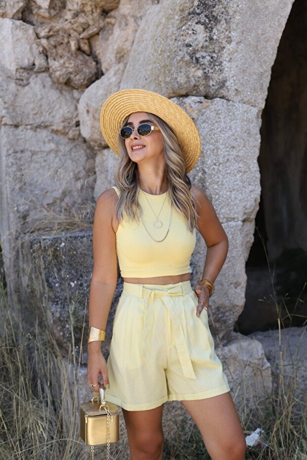 Yellow Basic Crop Top